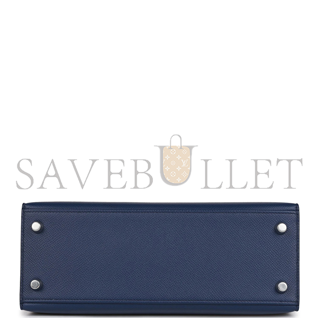 H**mes kelly sellier 28 bleu saphir epsom palladium hardware (28*22*10cm)